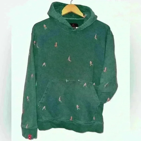 JORDAN ESSENTIALS FLC PULLOVER HOODIE "NOBLE GREEN" Size Large - Picture 2 of 5